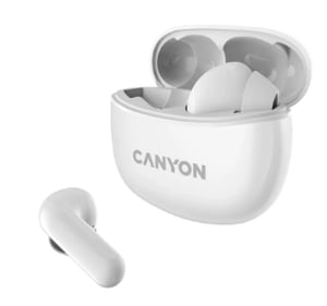 Canyon CNS-TWS5W Kopfhörer/Headset – kabellos, In-Ear, für Telefonate/Musik/Sport/Alltag, USB Typ C, Bluetooth, weiß