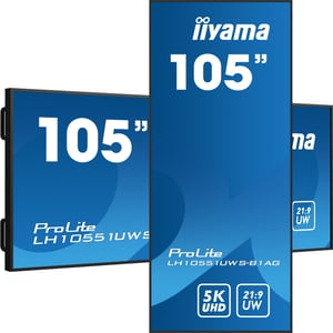iiyama LH10551UWS-B1AG signage display Flat-panel Digital Signage 2,67 m (105") LED 500 cd/m² UltraWide 5K HD Black 24/7
