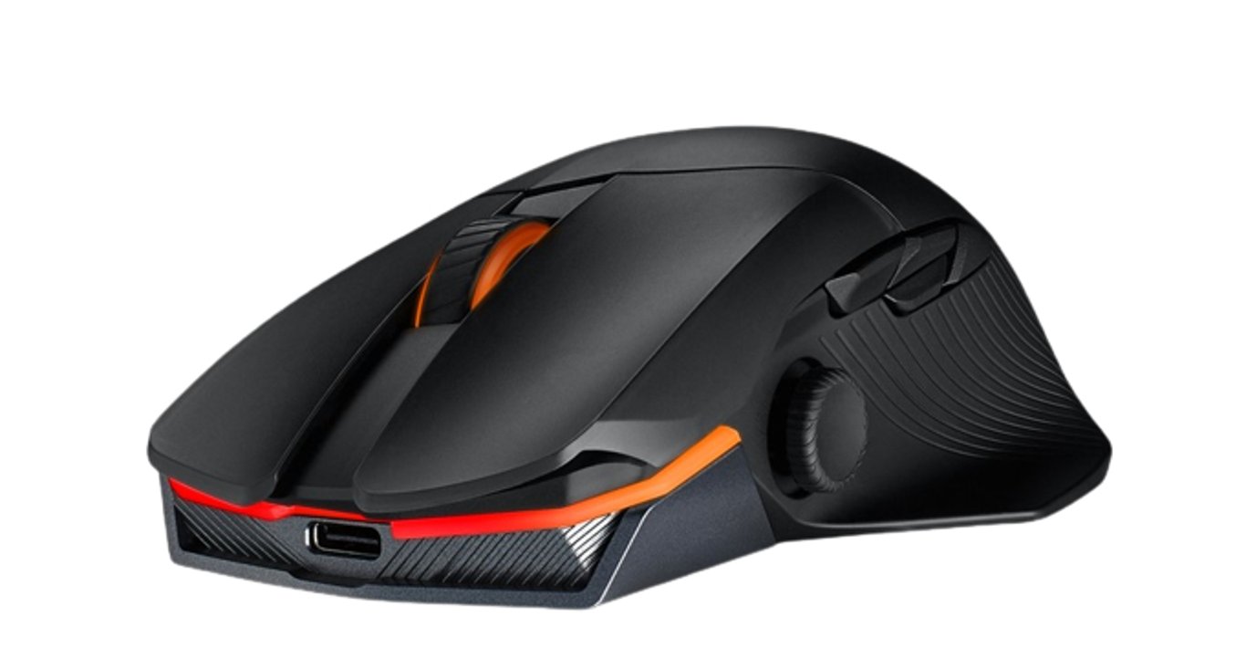 ASUS ROG Chakram X Origin ゲーミングマウス ワイヤレス ASUS ROG Chakram X Origin myszka Gaming Po prawej stronie RF