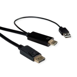 ROLINE 11.04.5991 Kabeladapter 1 m HDMI + USB DisplayPort Schwarz