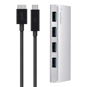 Belkin F4U088VF USB 3.2 Gen 1 (3.1 Gen 1) Micro-B Hubs and Concentrators, 5000 Mbit/s, Silver