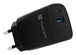 NATEC NUC-2141 Portable Device Charger, Universal, Black, AC, Fast Charging, Indoor