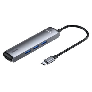 Baseus CAHUB-J0G USB 3.2 Gen 1 (3.1 Gen 1) Type-C-Dockingstation, Schwarz, Silber