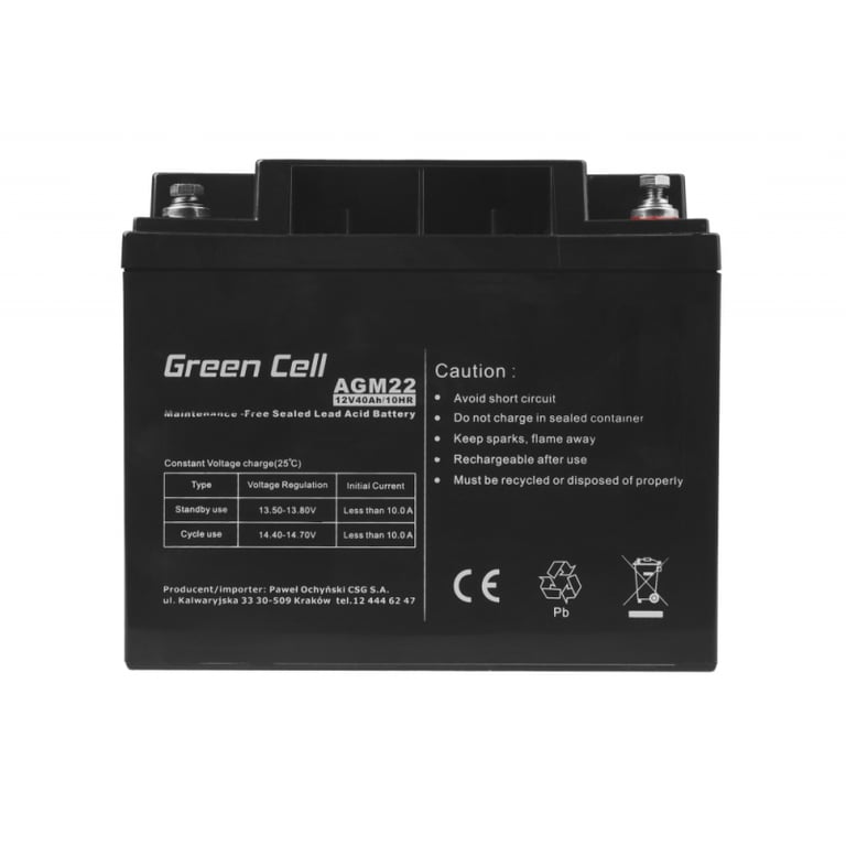 Green Cell AGM22 akumulator Ołowiany (VRLA) 12 V 40 Ah