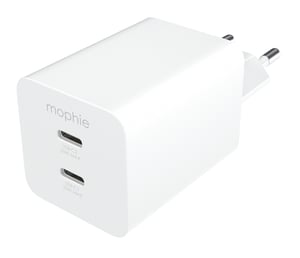 mophie essentials 409911854 laddare för bärbara enheter, universell, vit, växelström, snabbladdning, inbyggd