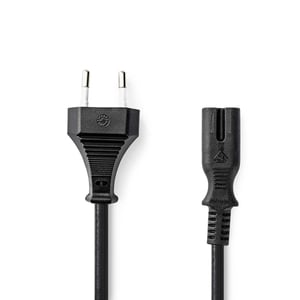 Nedis CEGL11040WT50 Power Cord, Black, 2 m, CEE7/16, IEC 320