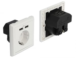 DeLOCK 11471 gniazdko elektryczne CEE 7/3 + USB Biały