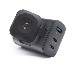 RealPower 450476 Portable Device Charger, Power Bank, Smartwatch, Tablet, Black, AC, Wireless Charging, Fast Charging, Internal