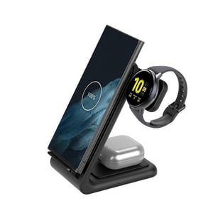 Crong PowerSpot Pivot Stand - Ładowarka bezprzewodowa 3w1 do iPhone, Samsung & Android, Galaxy Wa..