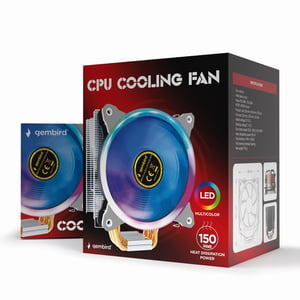 Gembird CPU-HURACAN-ARGB-X130 Computer Cooling System CPU Air Cooler 12 cm Black, White
