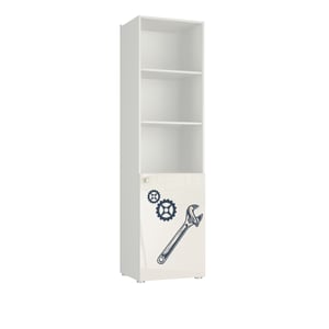 Tuckano Hyllan 55x201x55 MOTO vit/vit högblank/tryck med verktygsmotiv