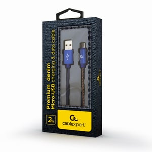 Cablexpert CC-USB2J-AMMBM-2M-BL USB Cable USB 2.0 USB A to Mini-USB B Blue