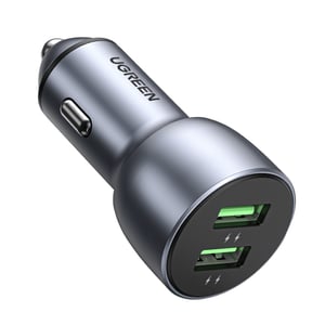 Ugreen 10144 Portable Device Charger, Universal, Gray, Cigarette Lighter, Fast Charging, Automatic