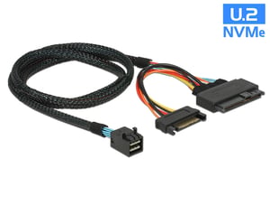 DeLOCK 0.75m, SFF-8643/U.2 SFF-8639+SATA 0,75 m Czarny