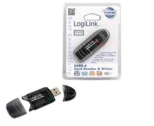 LogiLink USB 2.0 Stick External SD/MMC Card Reader, Black