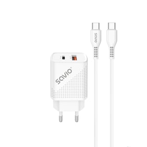 Savio LA-05 Mobile Device Charger for Smartphones, White, AC, Fast Charging, Internal
