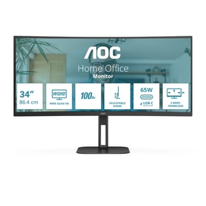 AOC V5 CU34V5C/BK monitor komputerowy 86,4 cm (34") 3440 x 1440 px Wide Quad HD LED Czarny