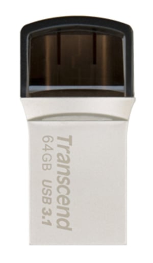 Transcend JetFlash 890 64 GB USB-minne USB Type-A / USB Type-C 3.2 Gen 1 (3.1 Gen 1) Svart, Silver