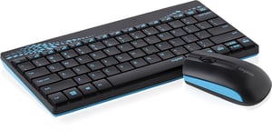 Rapoo 8000 tangentbord med medföljande RF-trådlös mus, QWERTY, portugisiska, svart, blå