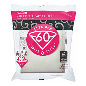 Hario VCF-02-100W kaffefilter, 100 st. Vit kopp Engångskaffefilter