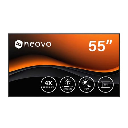 AG Neovo PD5502 Płaski panel Digital Signage 138,7 cm (54.6") LCD 1000 cd/m² 4K Ultra HD Czarny 24/7