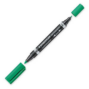 Staedtler Lumocolor Duo Permanent Marker, Fine/Ball Tip, Green, 1 pc.