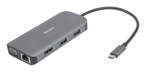 Deltaco USBC-HDMI25 USB Type-C Docking Station, Gray