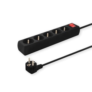 Savio LZ-01 Verteiler 1,5 m, 5 x Netzsteckdose, für den Innenbereich, schwarz
