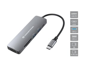 Conceptronic DONN11G Wired USB 3.2 Gen 1 (3.1 Gen 1) Type-C Docking Station, Gray