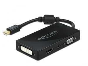 DeLOCK Mini DisplayPort 1.2 to VGA/HDMI/DVI/Audio Female 4K Passive Adapter, Black