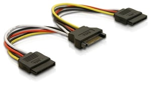 DeLOCK 15-pin SATA Power Cable to 2x SATA HDD – straight, 0.15 m