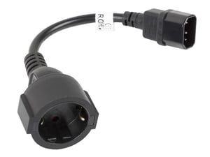 Lanberg CA-C14E-10CC-0018-BK strömkabel Svart 0,18 m C14-panel