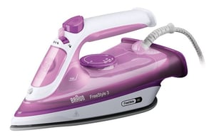 Braun FreeStyle 3 FI 3124 Dry and Steam Iron, Ceramic Soleplate, 2400 W, Purple