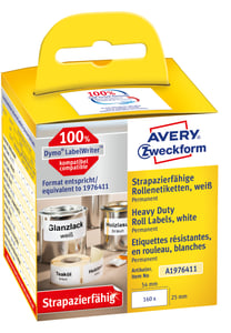 Avery A1976411 selbstklebende Etiketten, abgerundetes Rechteck, dauerhaft, weiß, 160 Stück.