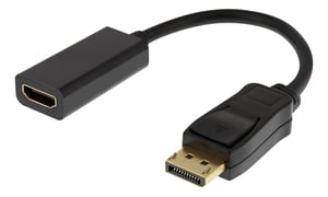 Deltaco 00110022 0.2 m DisplayPort to HDMI Cable, Black