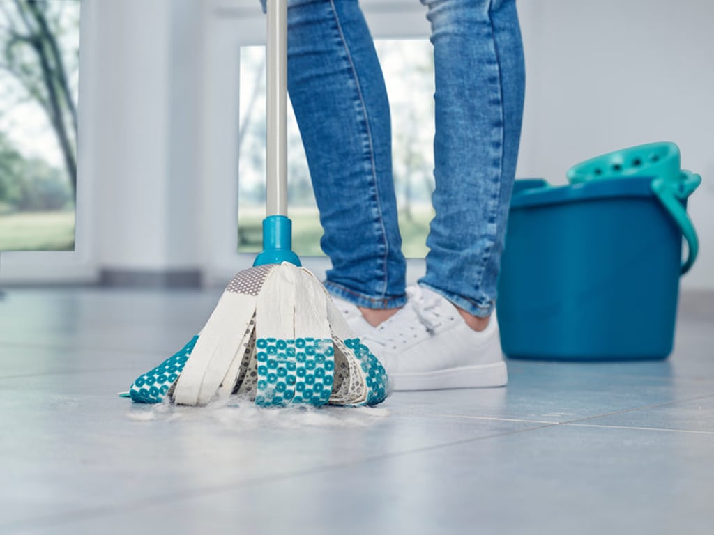 Leifheit 52106 mop Bawełna, Włókno Suchy i Mokry Niebieski, Biały