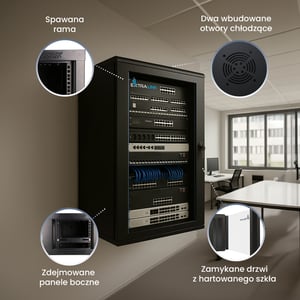 Extralink Szafa rack 15U 600x450 Czarna montowana na ścianie