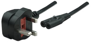 Manhattan 322843 Power Cable, Black, 1.8 m, Type G C7 Power Plug, Panel