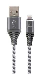 Gembird CC-USB2B-AMLM-1M-WB2 Lightning Cable, Gray, White