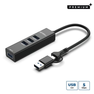 Microconnect USBHUB4-2IN1 USB 3.2 Gen 1 (3.1 Gen 1) Type-A-hubbar och koncentratorer, 5000 Mbit/s, svart