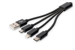 Digitus 3-i-1 USB-laddningskabel, 0,15 m