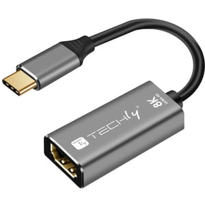 Techly IADAP-USBC-HDMI8 externe USB-Grafikkarte 7680 x 4320 px Schwarz, Silber