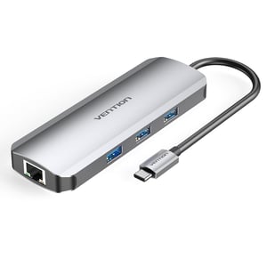 Vention TOKHB Wired USB 3.2 Gen 1 (3.1 Gen 1) Type-C Docking Station, Silver