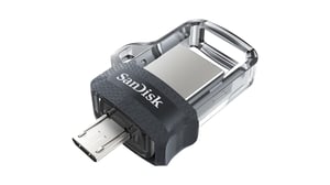 SanDisk Ultra Dual m3.0 USB-minne 32 GB USB Type-A / Micro-USB 3.2 Gen 1 (3.1 Gen 1) Svart, Silver, Transparent