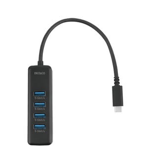 Deltaco USBC-HUB202 huby i koncentratory USB Type-C 5000 Mbit/s Czarny