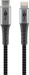 Goobay 49271 Lightning Cable, 1 m, Black, Gray