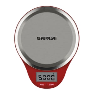 G3 Ferrari Maddy Rot, Edelstahl, ovale Arbeitsplatte, elektronische Küchenwaage
