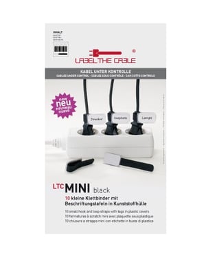 Label-the-cable MINI kabelband med kardborreband, svart, 10 st.