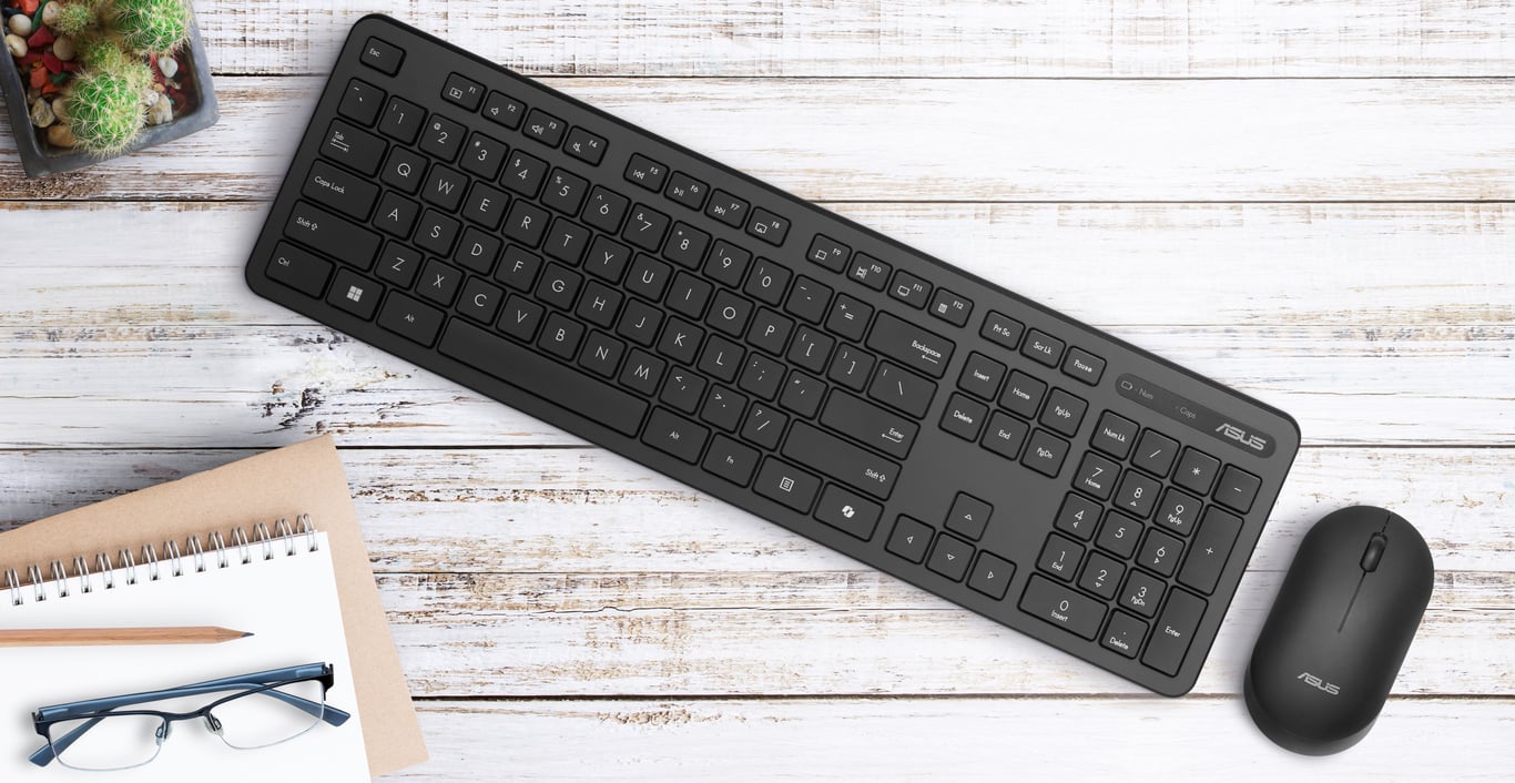 ASUS CW100 klawiatura Dołączona myszka Uniwersalne RF Bezprzewodowy + USB Czarny