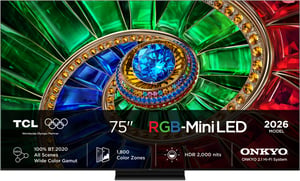 TCL RM7L 75RM7L Telewizor 190,5 cm (75") 4K Ultra HD Smart TV Wi-Fi Czarny 2000 cd/m²